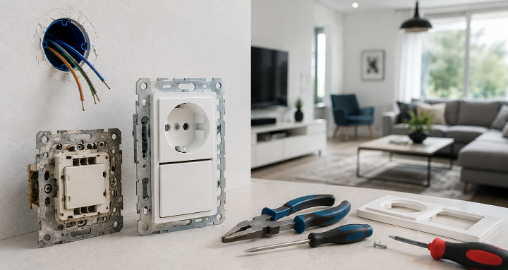 Remplacement d’une prise électrique à Réau